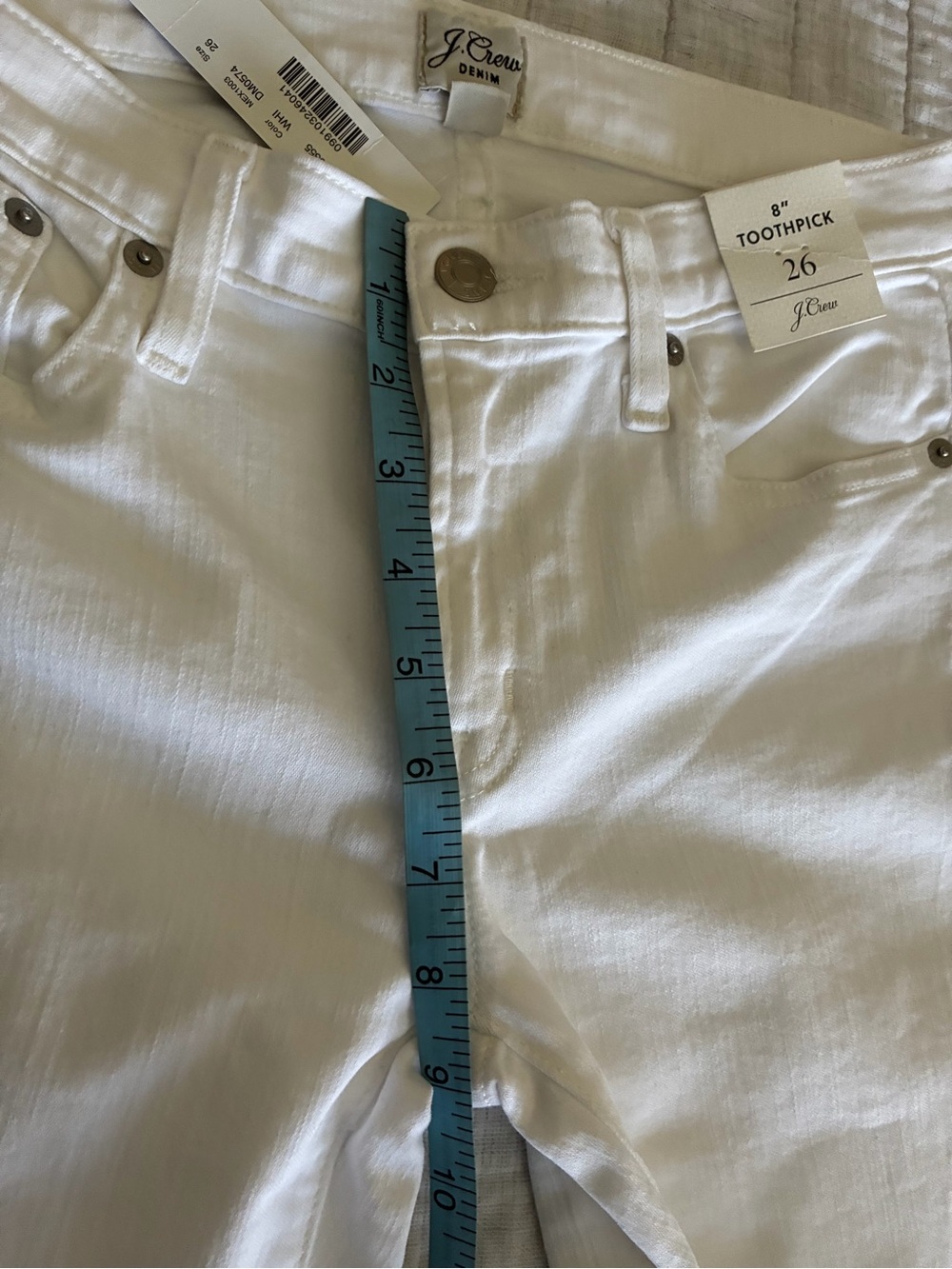 JCrew 8 inch Toothpich white denim jeans - Picture 4 of 8